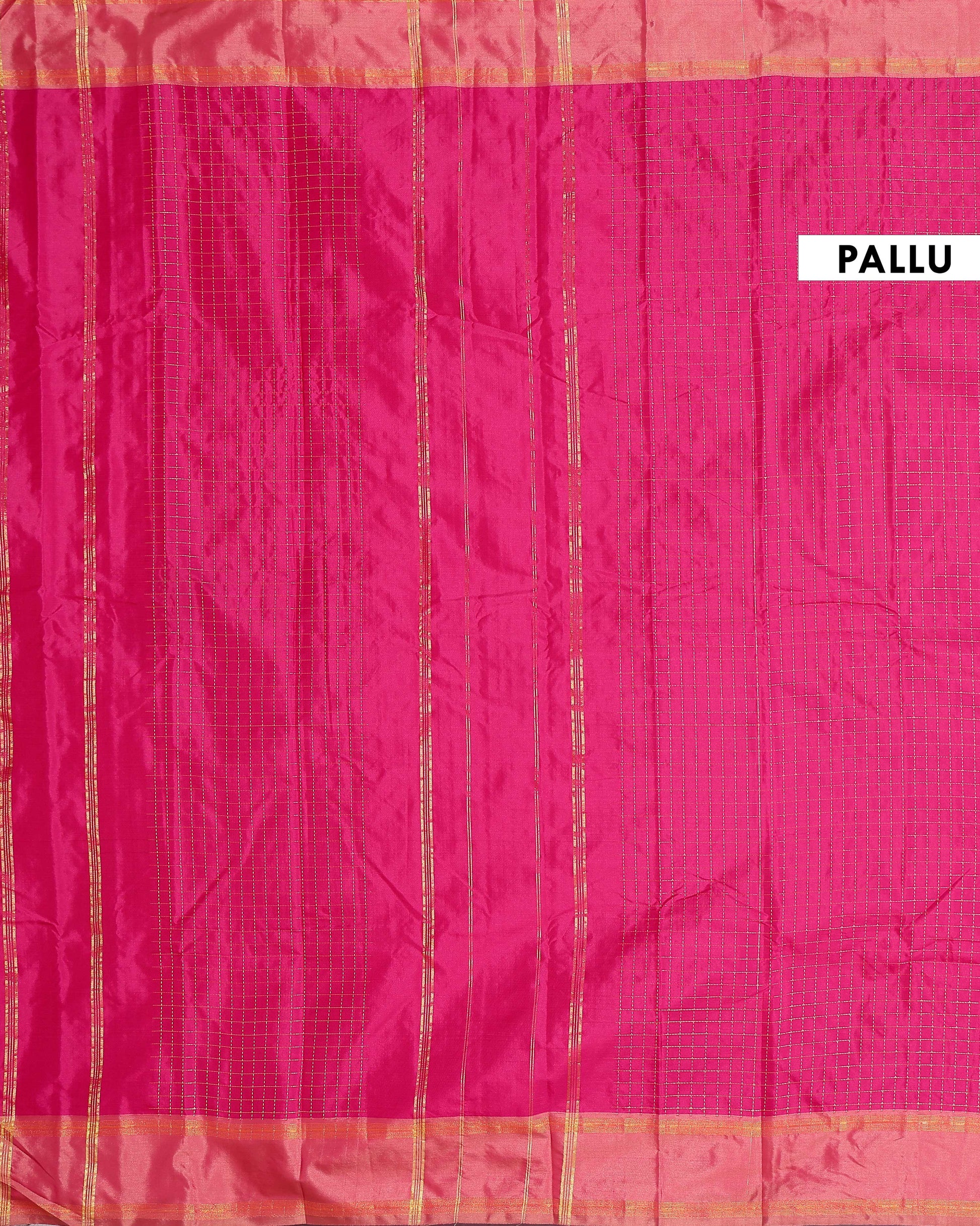 Elegant Soft Silk Saree with Woven Checks and Contrast Border - Dark Pink
