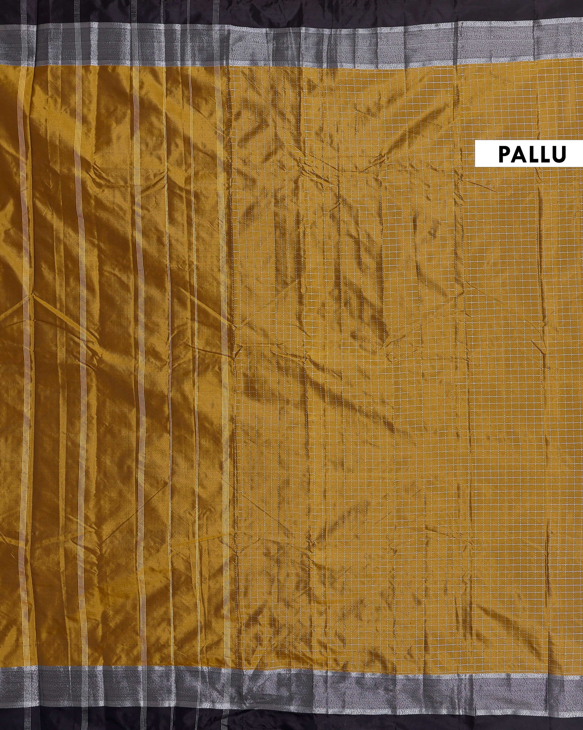 Elegant Soft Silk Saree with Woven Checks and Contrast Border - Olive Green