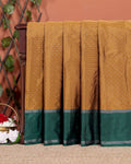 Elegant Soft Silk Saree with Woven Dot Motifs and Contrasting Zari Border - Brown
