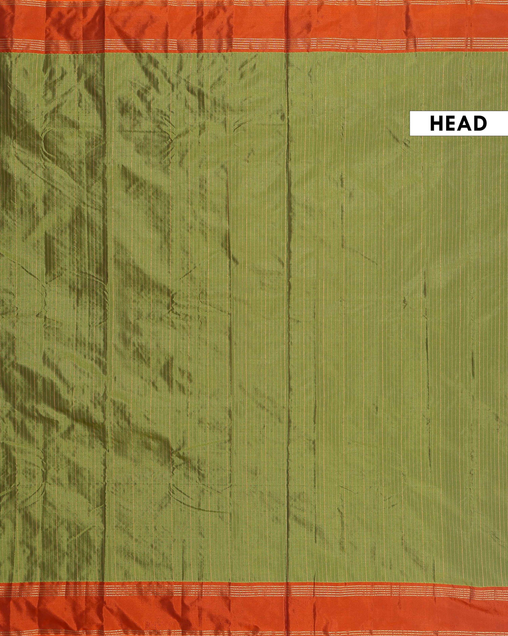 Elegant Soft Silk Saree with a Classic Zari Striped Pattern and Rich Contrast Border - Green