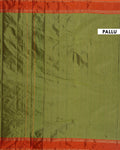 Elegant Soft Silk Saree with a Classic Zari Striped Pattern and Rich Contrast Border - Green