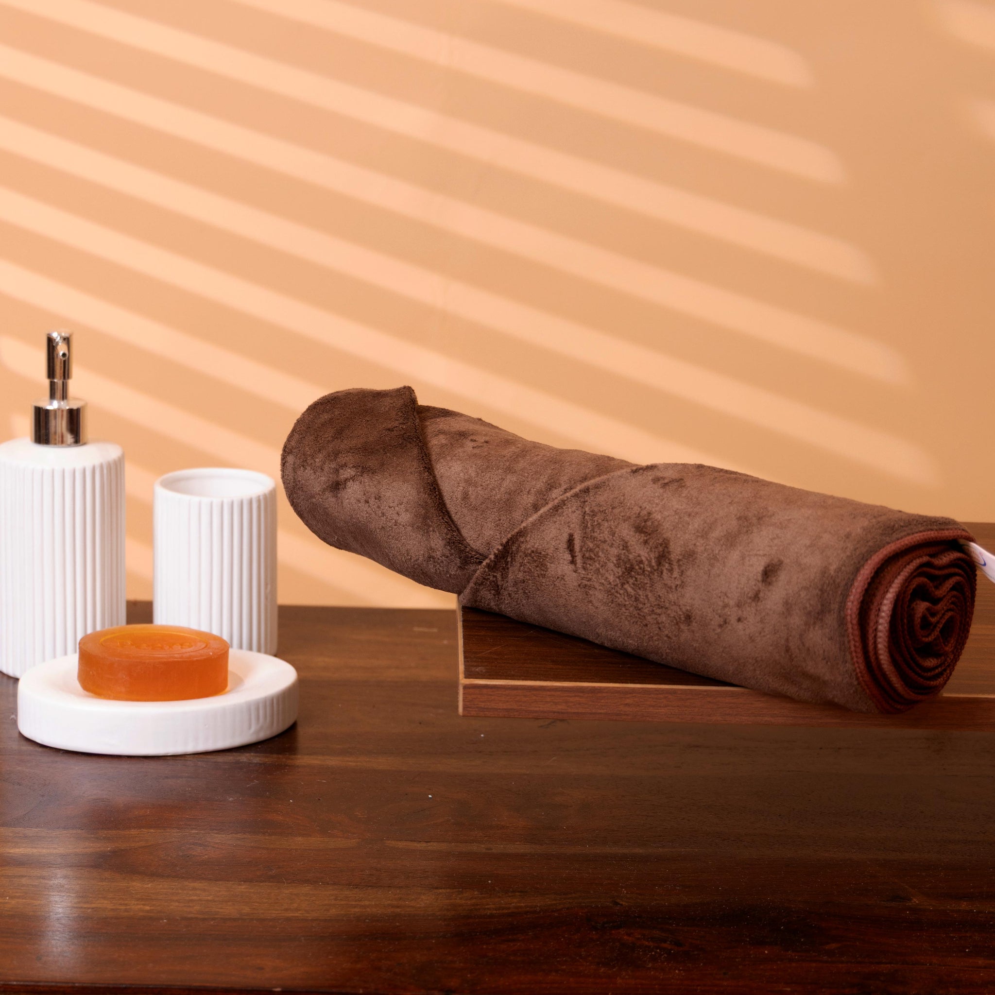 Elegant Soft and Absorbent Microfiber Hand Towel - Dark Brown