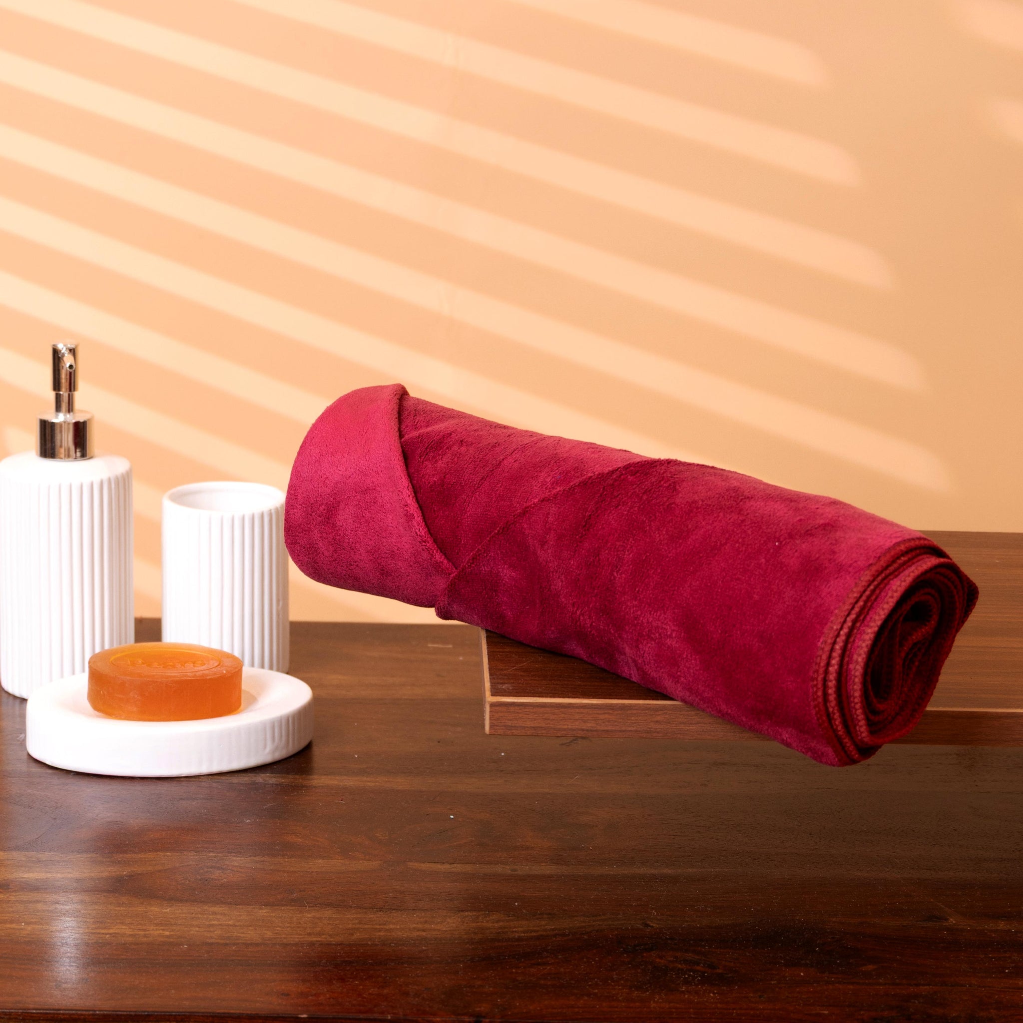 Elegant Soft and Absorbent Microfiber Hand Towel - Red