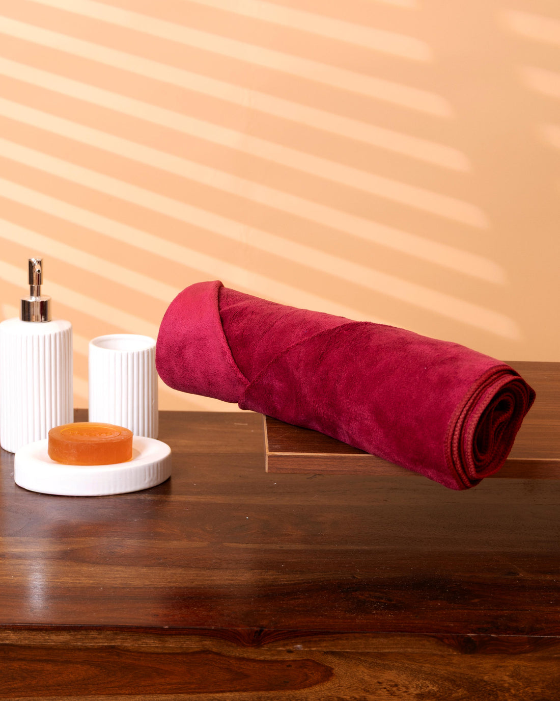 Elegant Soft and Absorbent Microfiber Hand Towel - Red