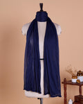 Elegant Solid Women’s Dupatta with Soft Crinkled Texture Lightweight Sheer and Finished Edges, Navy Blue