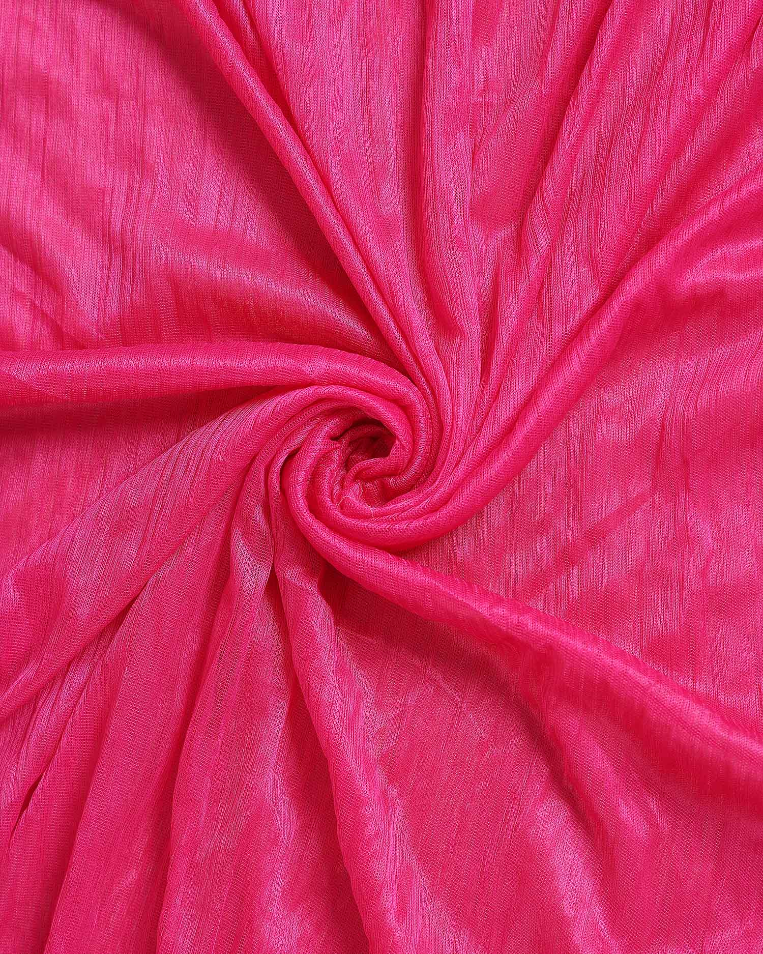 Elegant Solid Women’s Dupatta with Soft Crinkled Texture Lightweight Sheer and Finished Edges - Rani Pink-Close Up