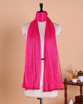 Elegant Solid Women’s Dupatta with Soft Crinkled Texture Lightweight Sheer and Finished Edges - Rani Pink