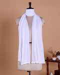 Elegant Solid Women’s Dupatta with Soft Crinkled Texture Lightweight Sheer and Finished Edges, White