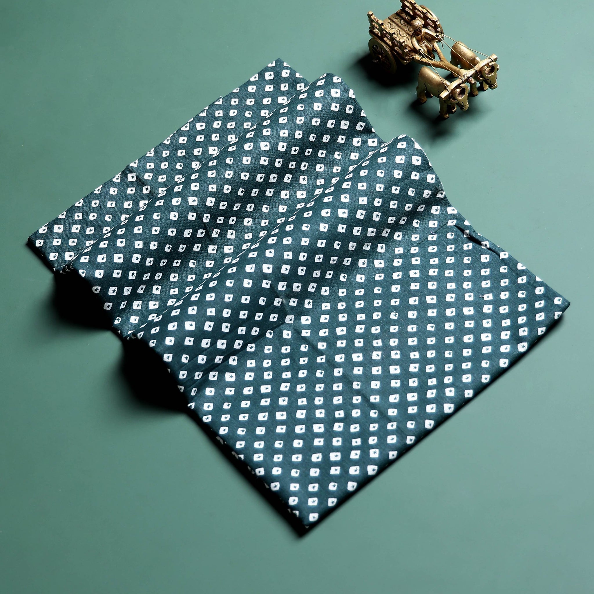 Elegant Stylish Women’s Blouse Material with All Over Geometric Print Design - Green