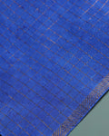 Women's Elegant Sungudi Cotton 1 Meter Blouse Material with Zari Accents - Blue