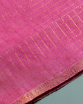 Women's Elegant Sungudi Cotton 1 Meter Blouse Material with Zari Accents - Pink