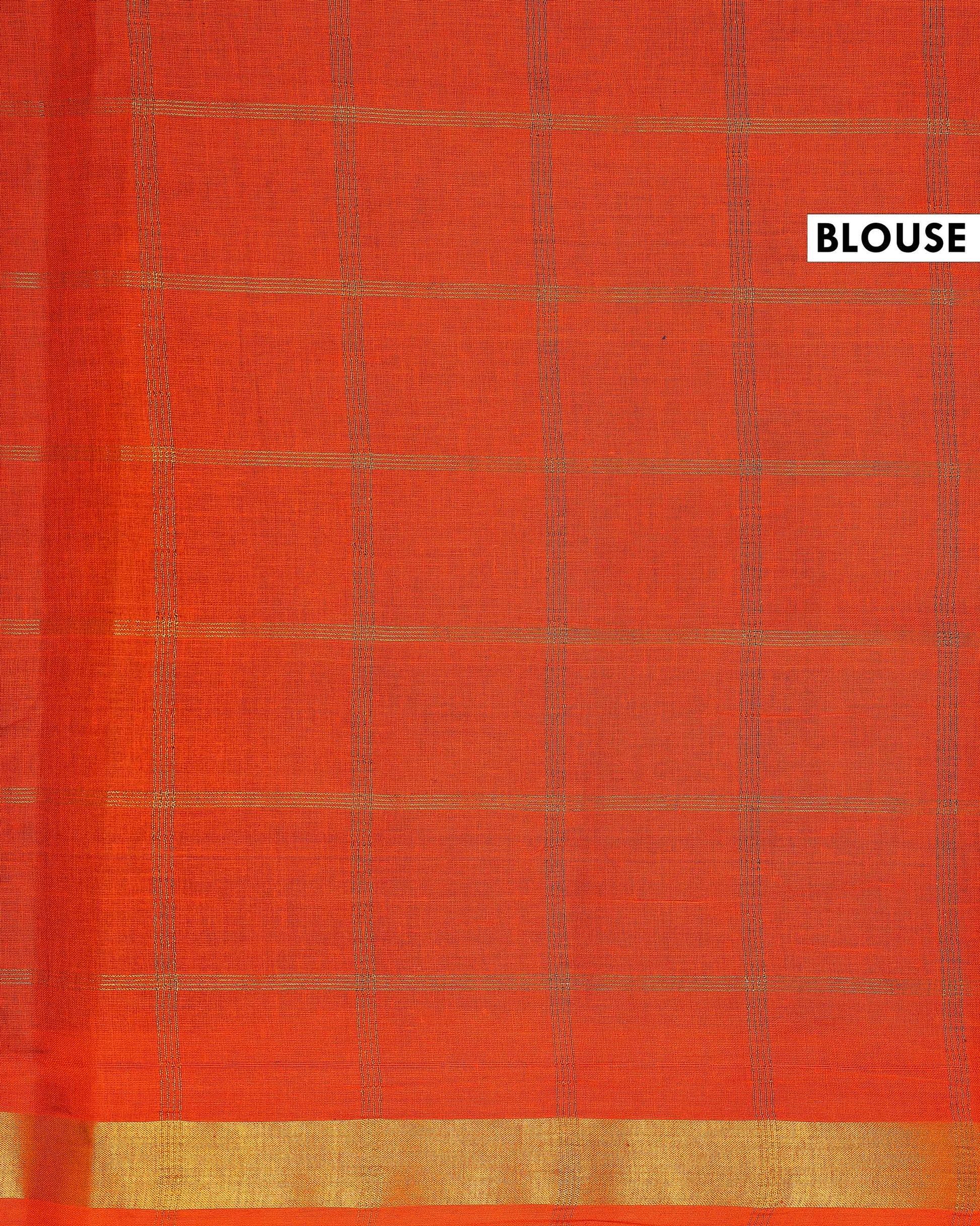 Elegant Sungudi Cotton Handloom Saree with Zari Checked Pattern and Contrast Border - Navy Blue