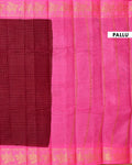Elegant Sungudi Cotton Saree Zari Checked Pattern with Contrast Traditional Border and Pallu - Dark Maroon