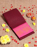 Elegant Sungudi Cotton Saree Zari Checked Pattern with Contrast Traditional Border and Pallu - Dark Maroon