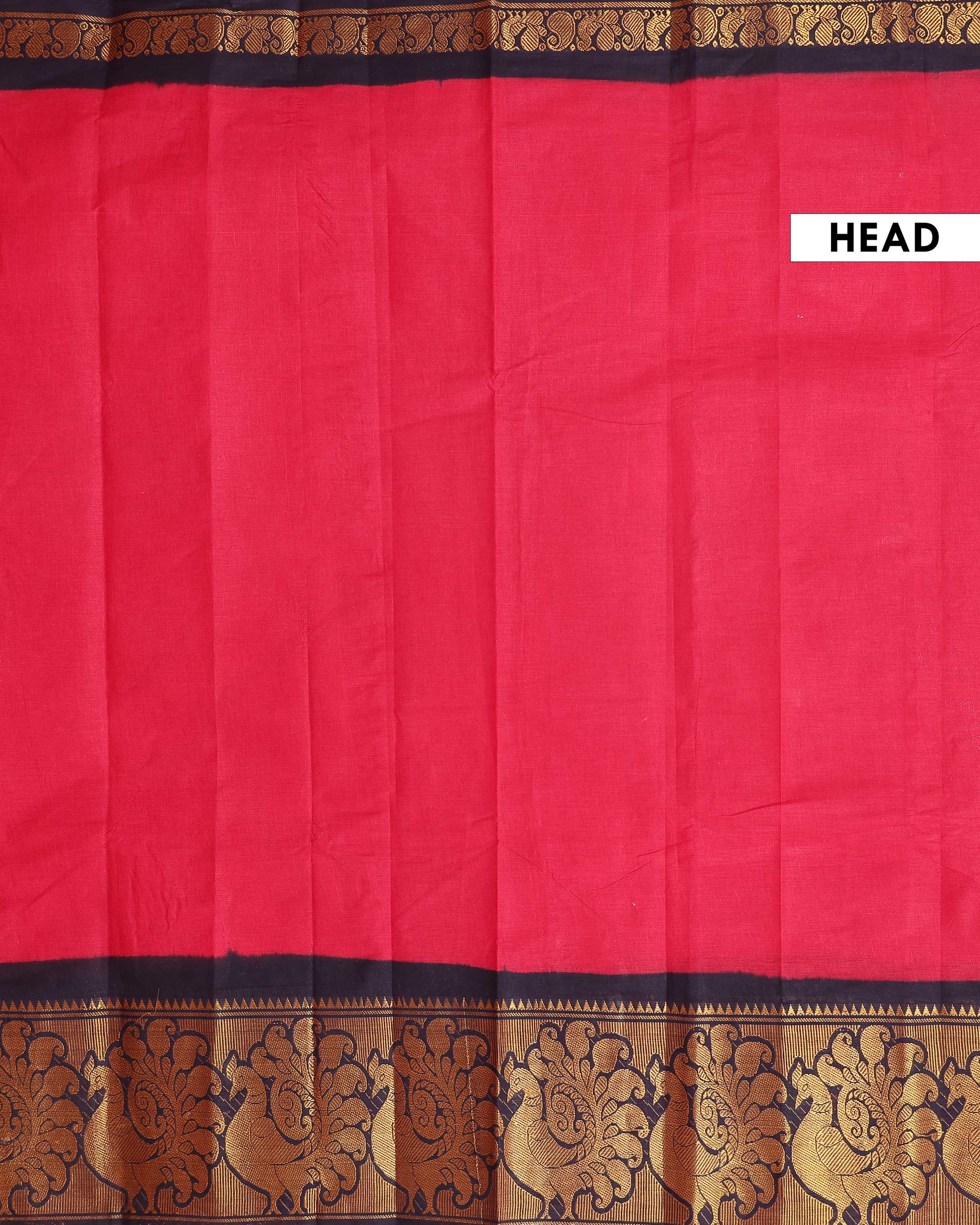 Elegant Sungudi Cotton Saree with Contrast Zari Peacock Motif Border - Red
