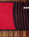 Elegant Sungudi Cotton Saree with Contrast Zari Peacock Motif Border - Red