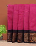 Elegant Sungudi Cotton Saree with Gold Zari Checks and Ornate Contrast Border  - Pink