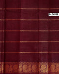 Elegant Sungudi Cotton Saree with Striped Body and Rich Zari Border - Brown