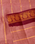 Elegant Sungudi Cotton Saree with Striped Body and Rich Zari Border - Brown