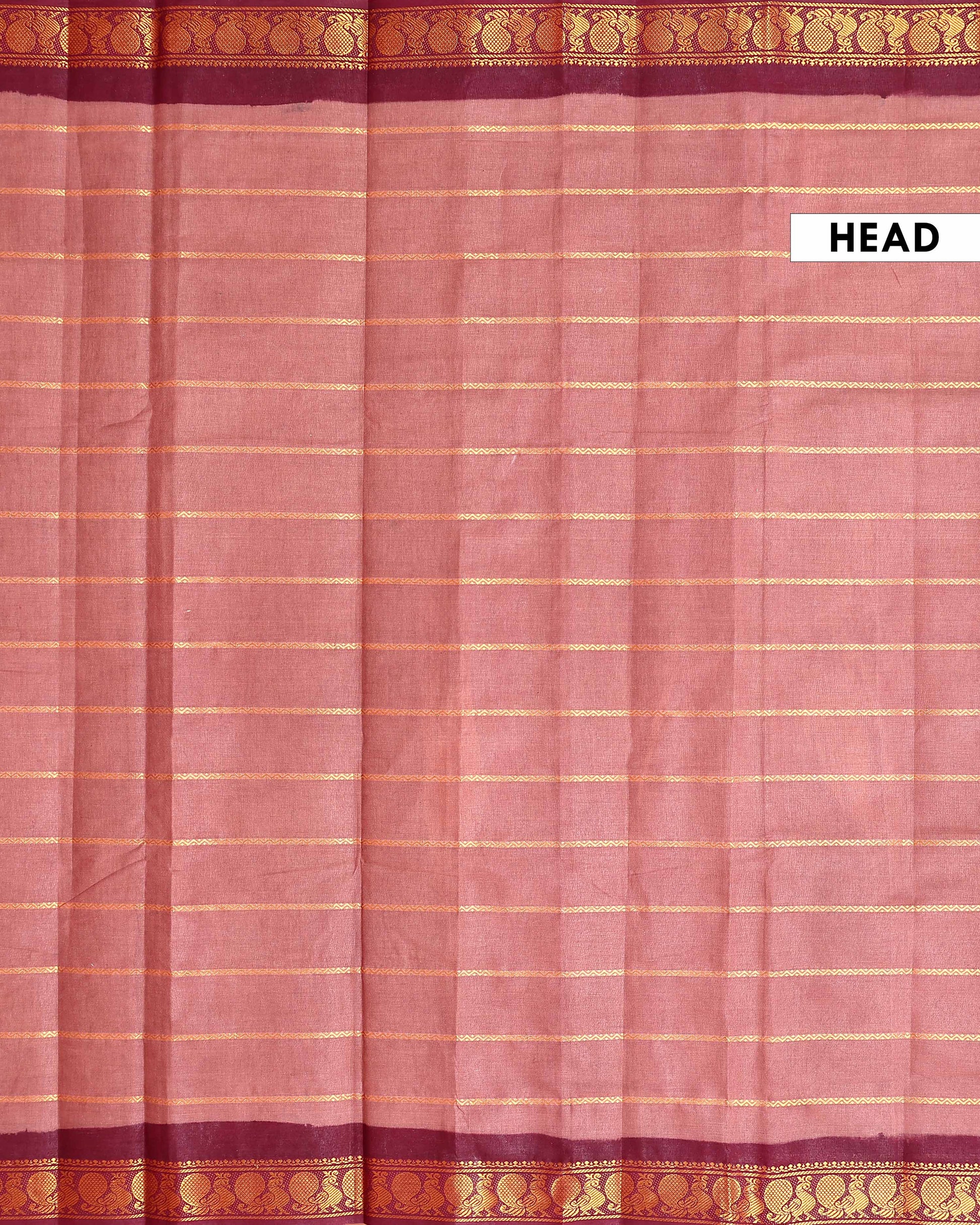 Elegant Sungudi Cotton Saree with Striped Body and Rich Zari Border - Brown