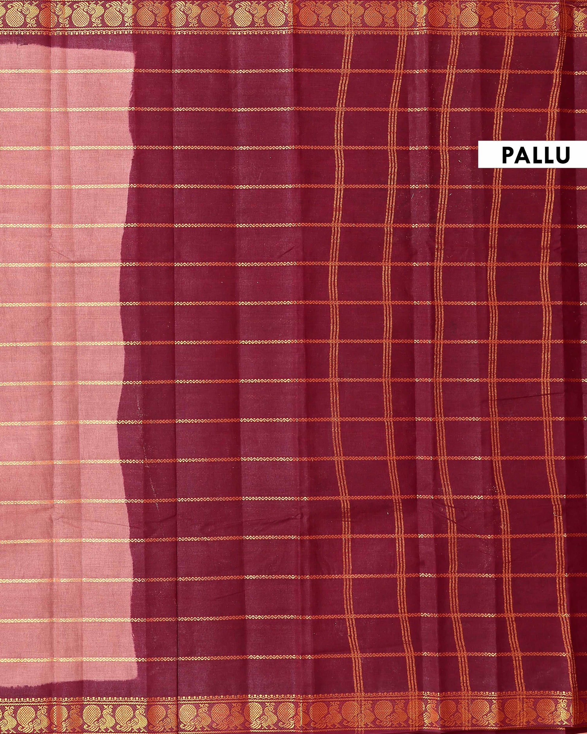 Elegant Sungudi Cotton Saree with Striped Body and Rich Zari Border - Brown