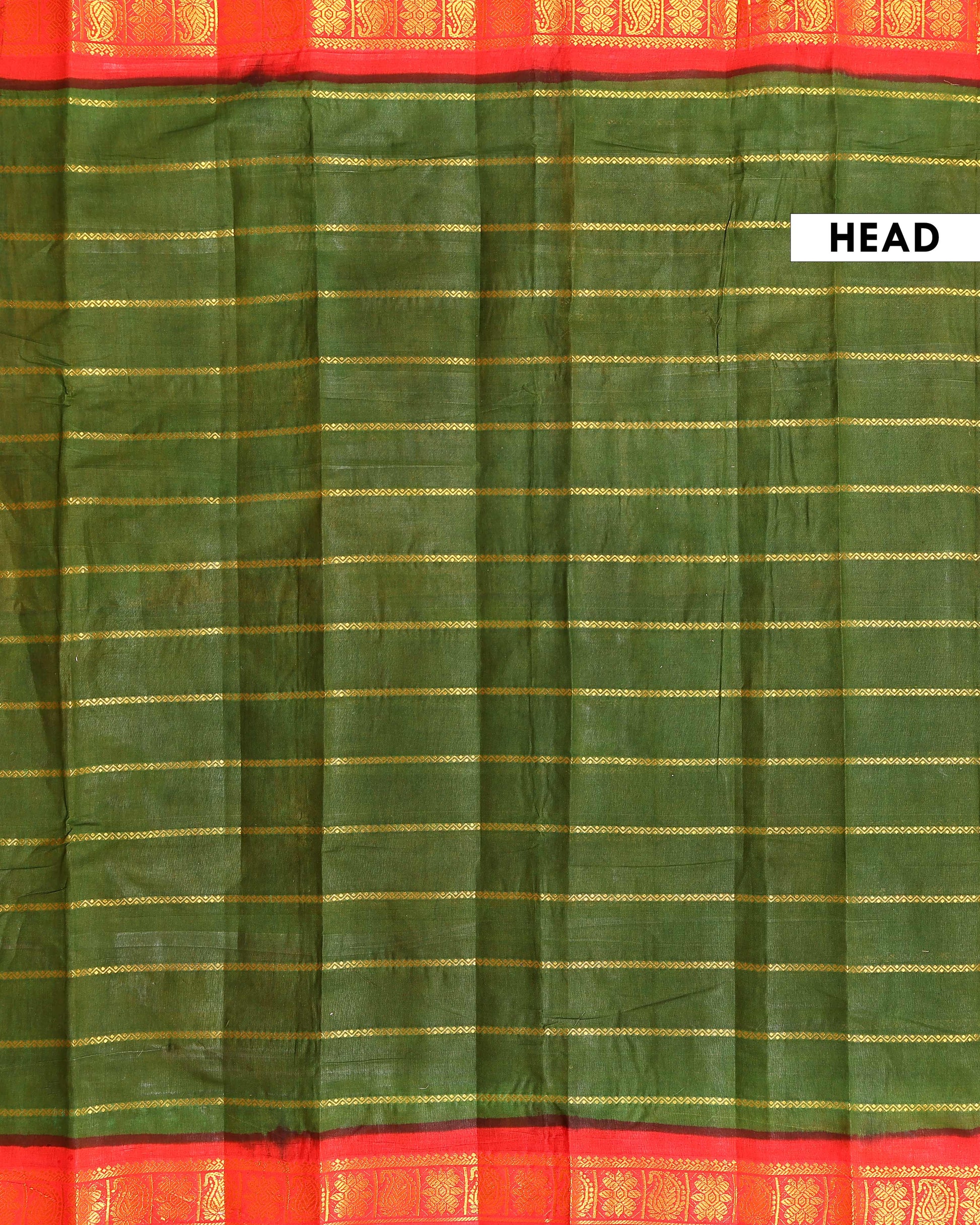 Elegant Sungudi Cotton Saree with Striped Body and Rich Zari Border - Green