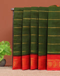 Elegant Sungudi Cotton Saree with Striped Body and Rich Zari Border - Green