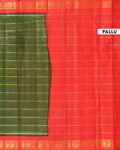 Elegant Sungudi Cotton Saree with Striped Body and Rich Zari Border - Green