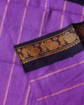 Elegant Sungudi Cotton Saree with Striped Body and Rich Zari Border  - Lavender