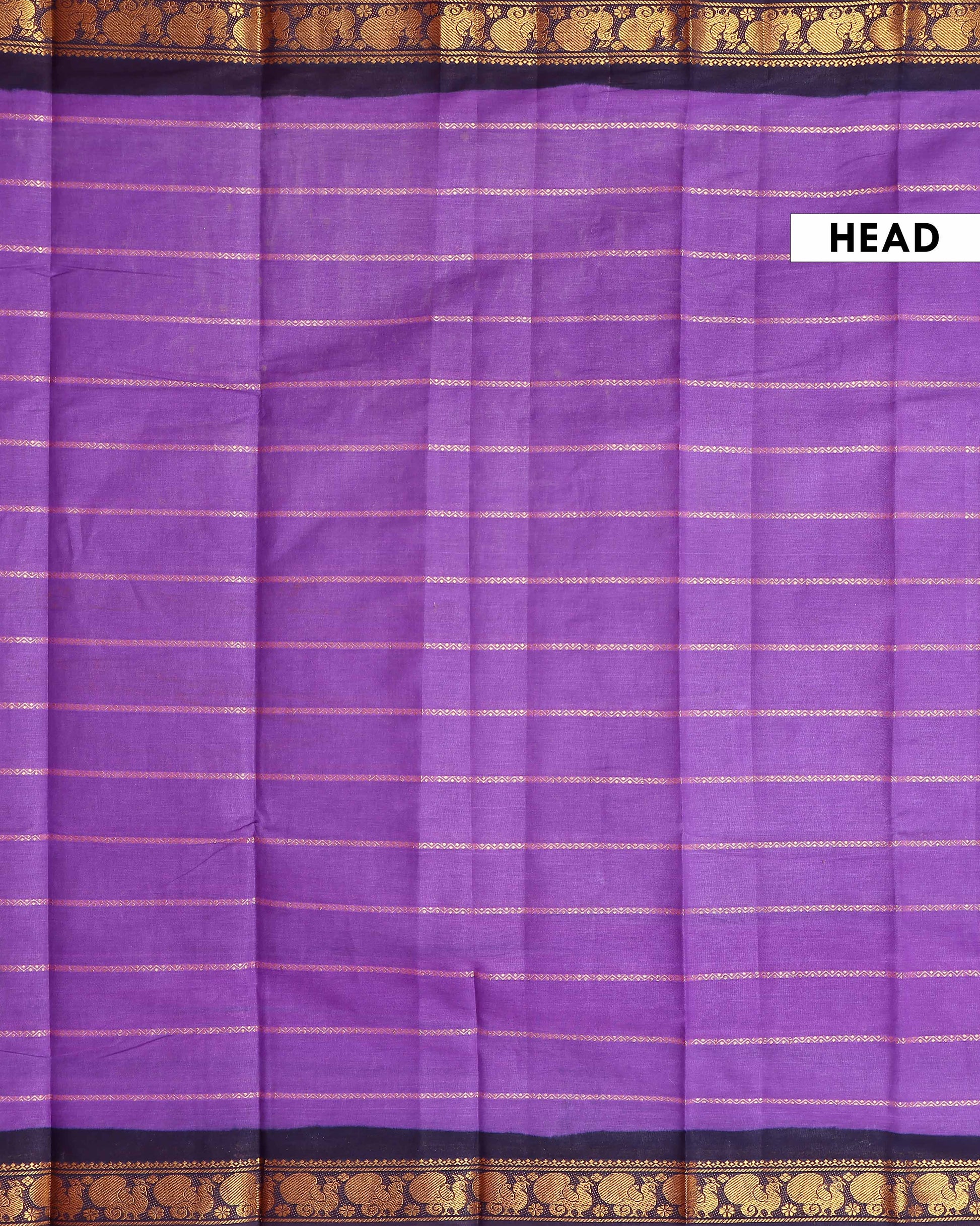 Elegant Sungudi Cotton Saree with Striped Body and Rich Zari Border  - Lavender