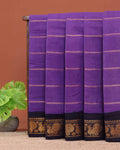 Elegant Sungudi Cotton Saree with Striped Body and Rich Zari Border  - Lavender