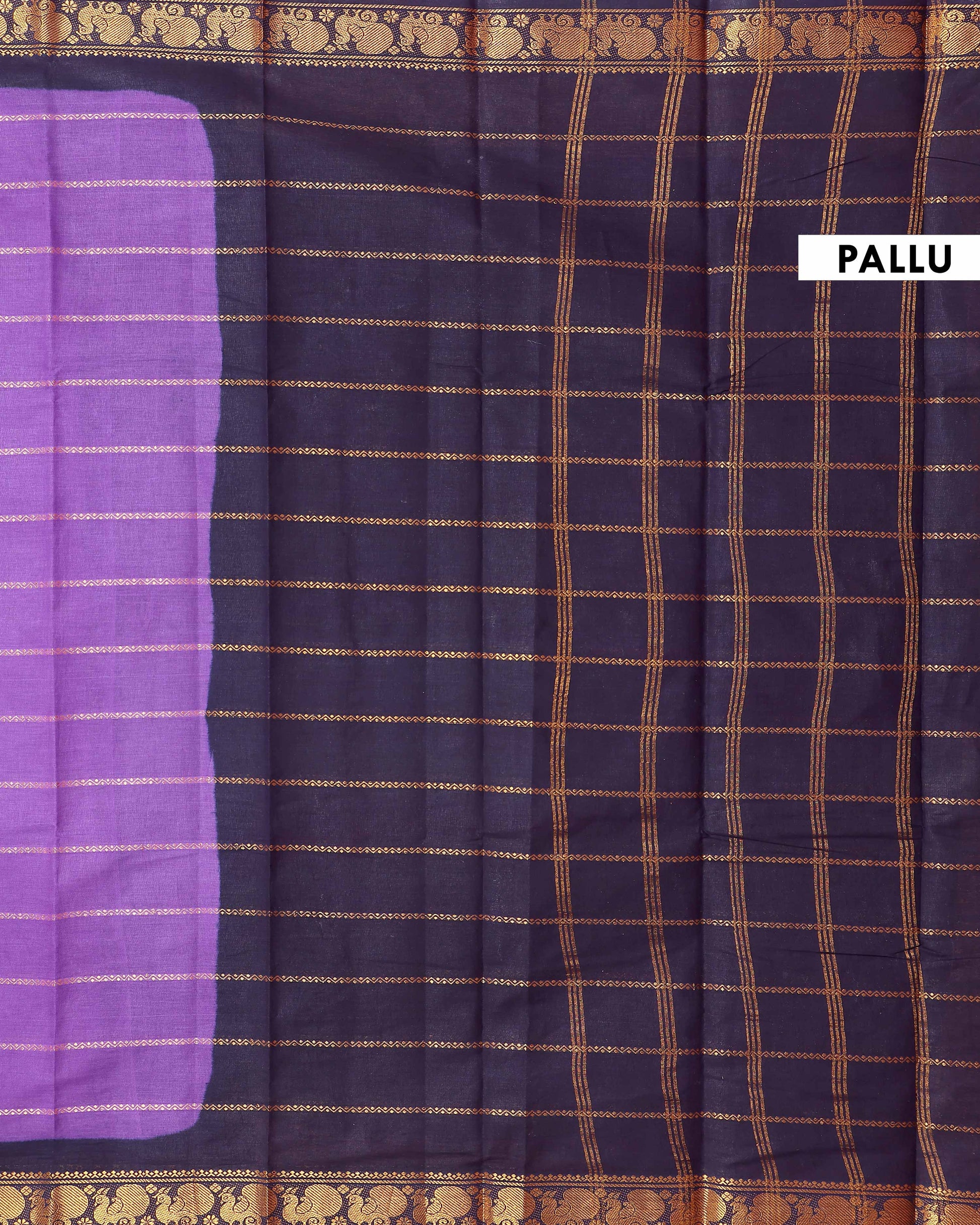 Elegant Sungudi Cotton Saree with Striped Body and Rich Zari Border  - Lavender