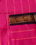 Elegant Sungudi Cotton Saree with Striped Body and Rich Zari Border - Magenta