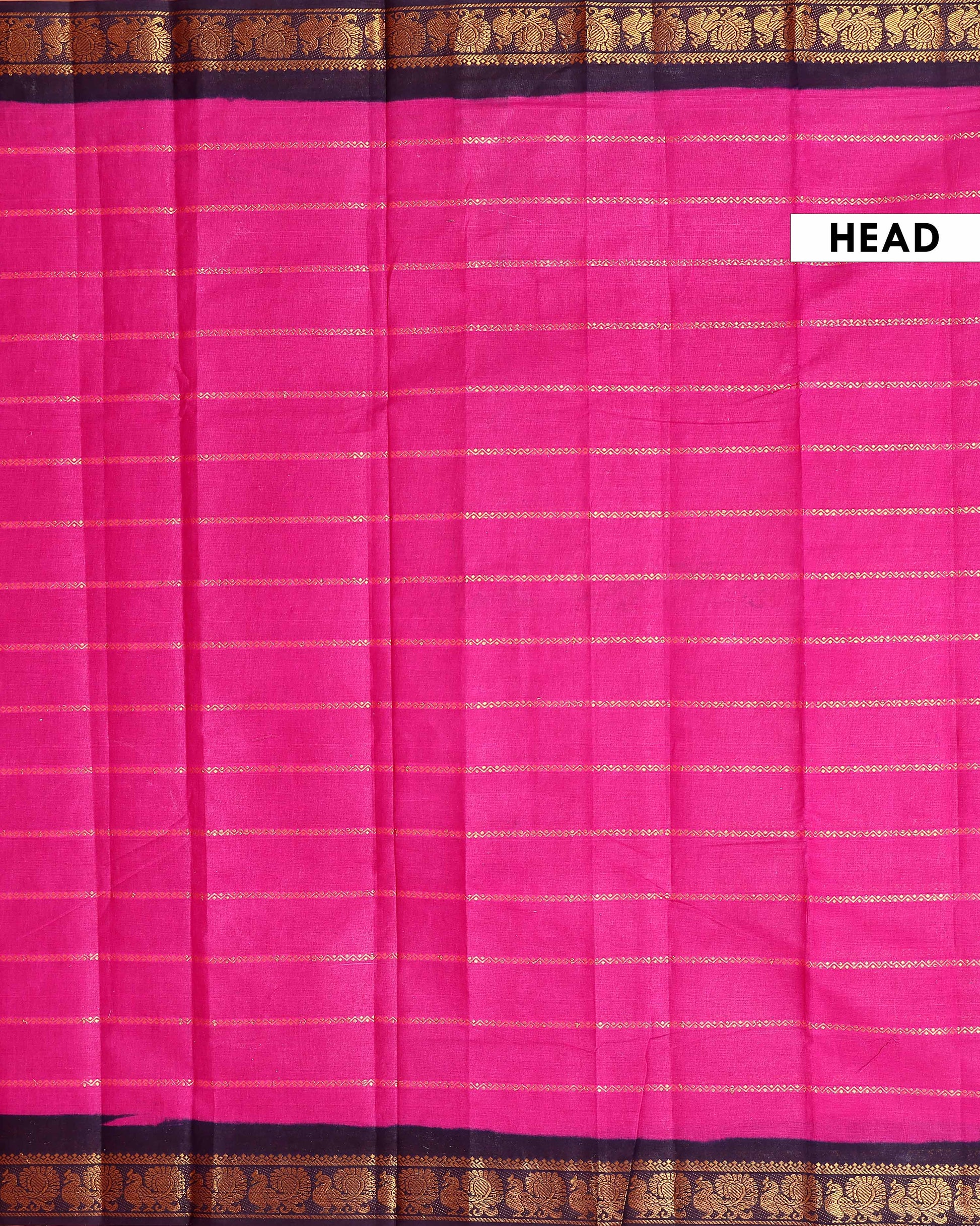 Elegant Sungudi Cotton Saree with Striped Body and Rich Zari Border - Magenta