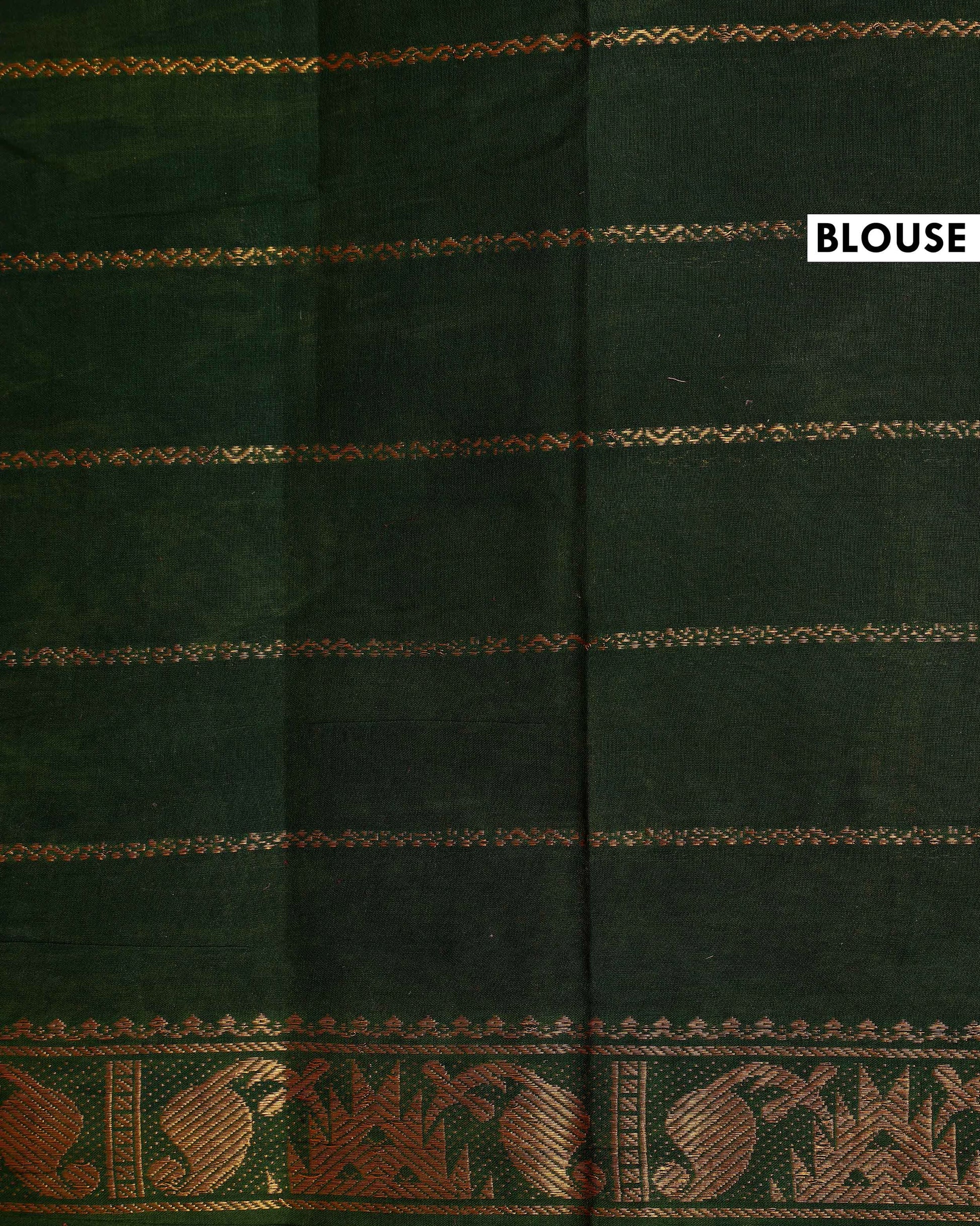 Elegant Sungudi Cotton Saree with Striped Body and Rich Zari Border - Mustard-one