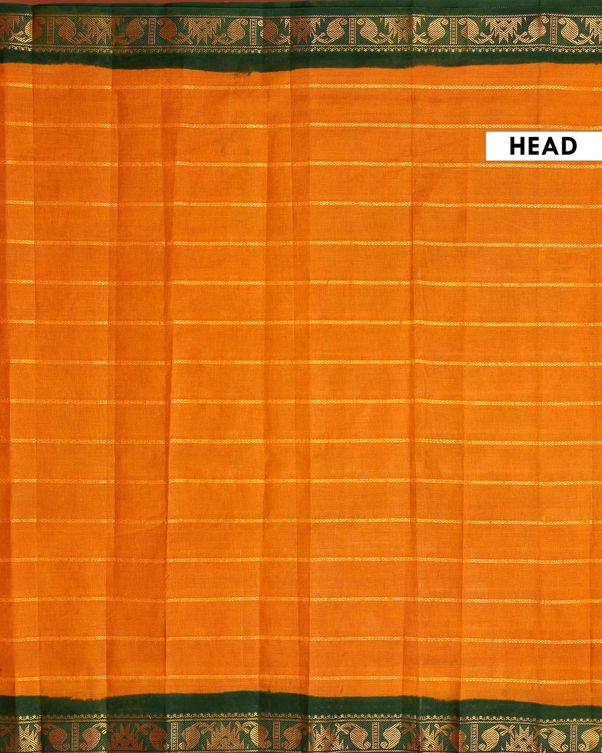 Elegant Sungudi Cotton Saree with Striped Body and Rich Zari Border - Mustard-one