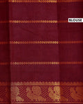 Elegant Sungudi Cotton Saree with Striped Body and Rich Zari Border  - Salmon Pink