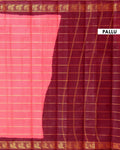 Elegant Sungudi Cotton Saree with Striped Body and Rich Zari Border  - Salmon Pink