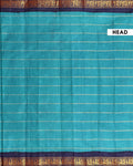 Elegant Sungudi Cotton Saree with Striped Body and Rich Zari Border  - Teal