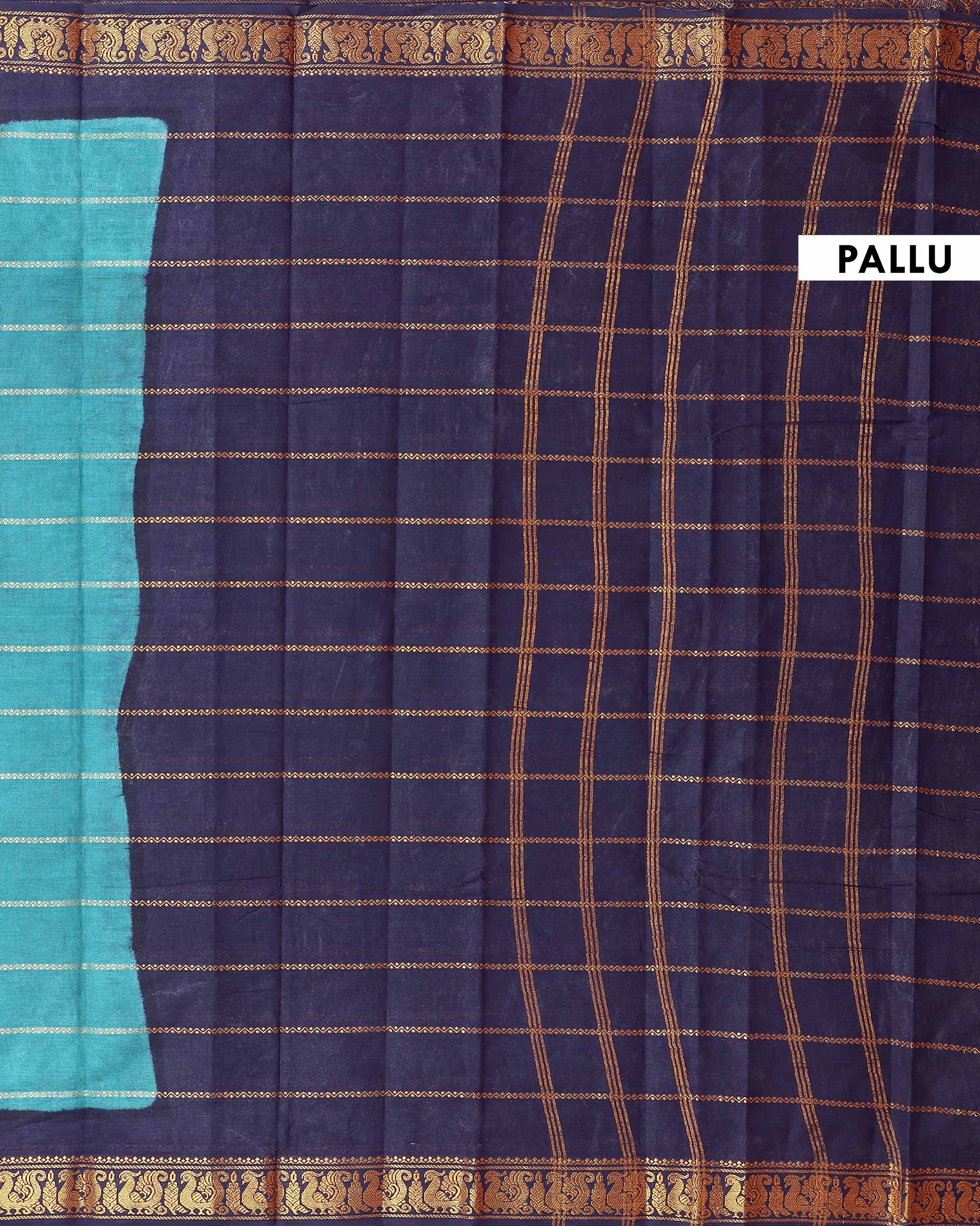 Elegant Sungudi Cotton Saree with Striped Body and Rich Zari Border  - Teal