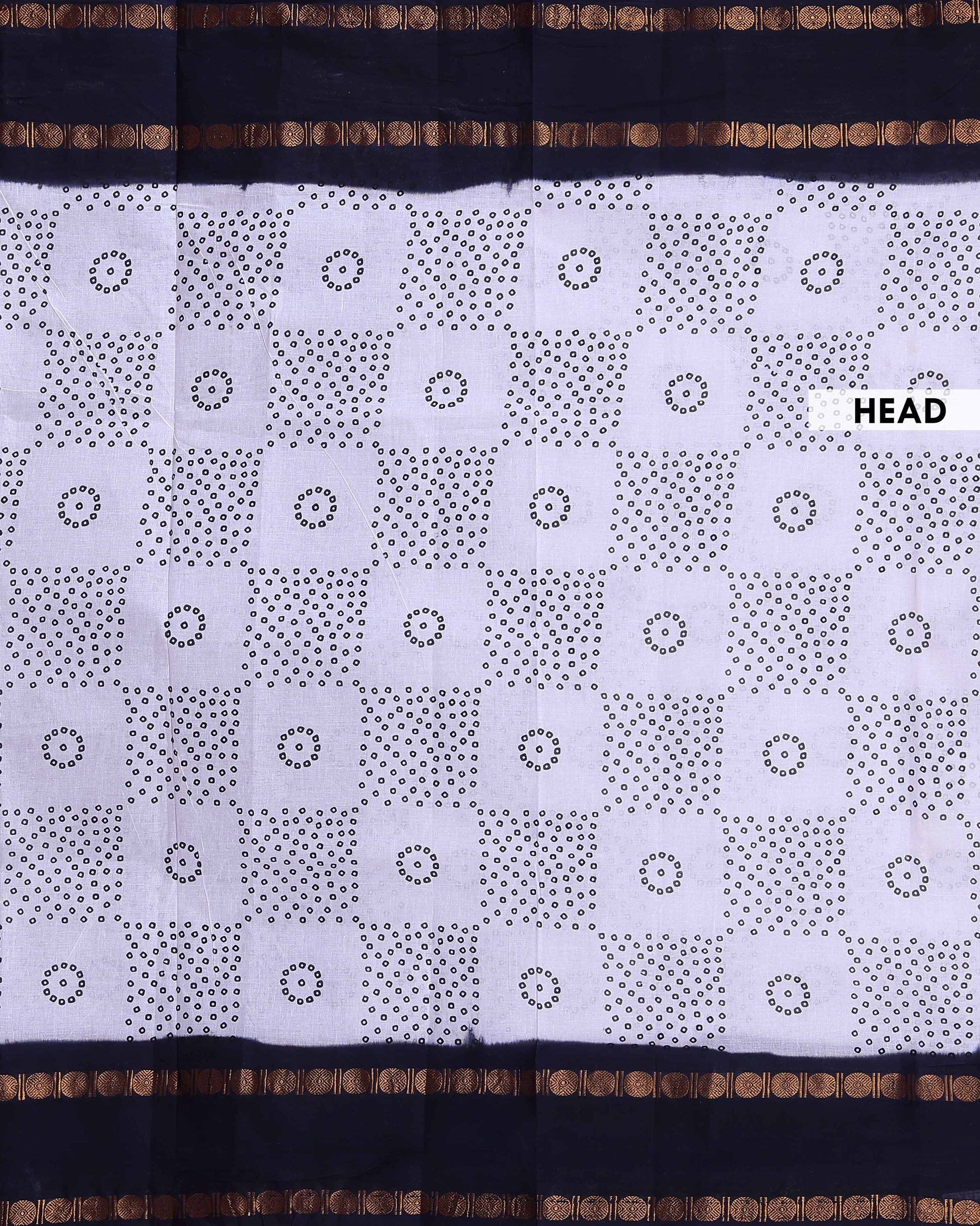 Elegant Sungudi Cotton Saree with Traditional Bandhani Motifs and Elegant Zari Border - White 