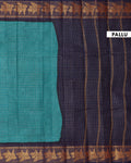 Elegant Sungudi Cotton Saree with Zari Checks and Contrast Peacock Motif Border - Teal