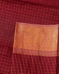 Elegant Sungudi Cotton Saree with Zari Checks and Traditional Border - Maroon