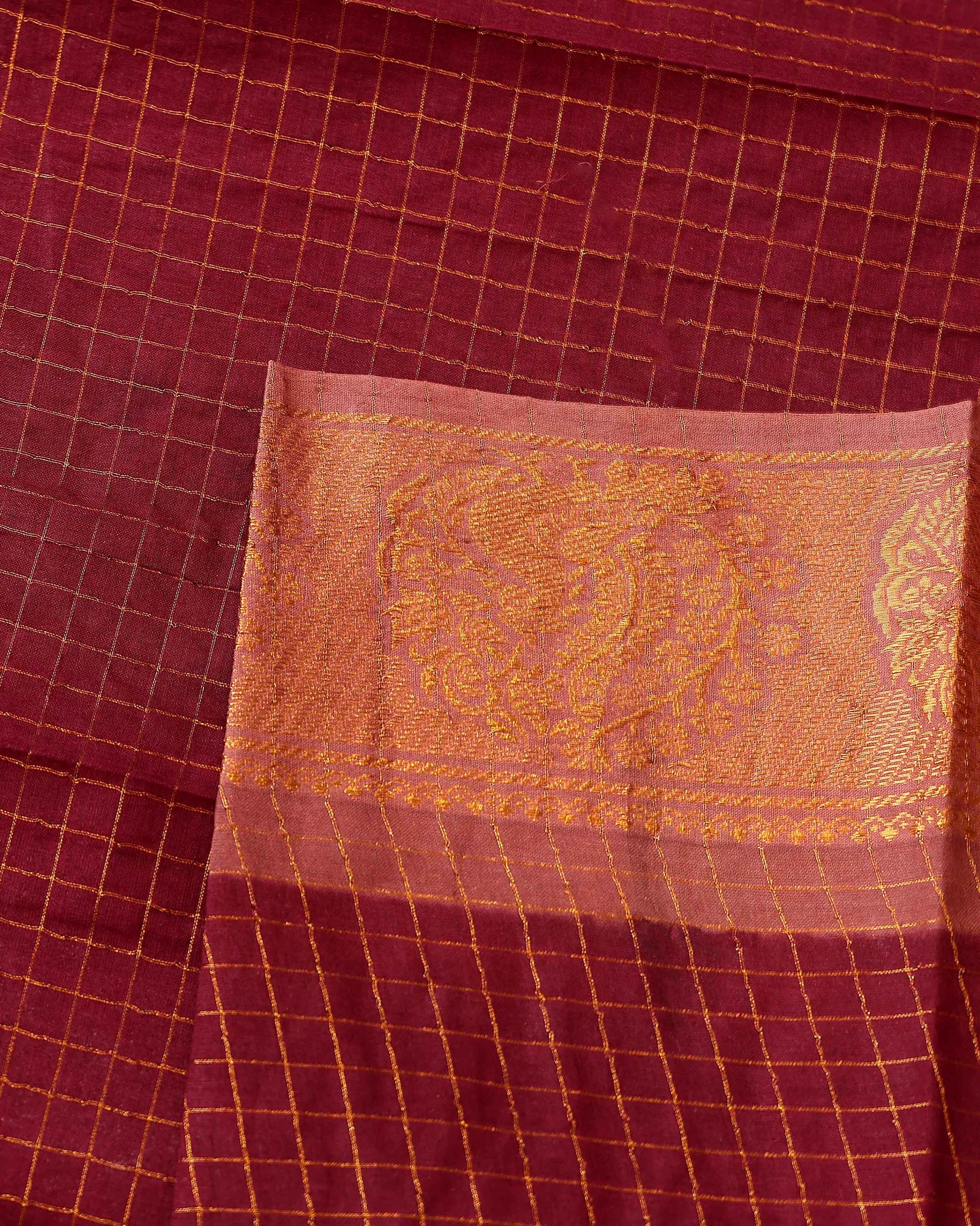 Elegant Sungudi Cotton Saree with Zari Checks and Traditional Border - Maroon