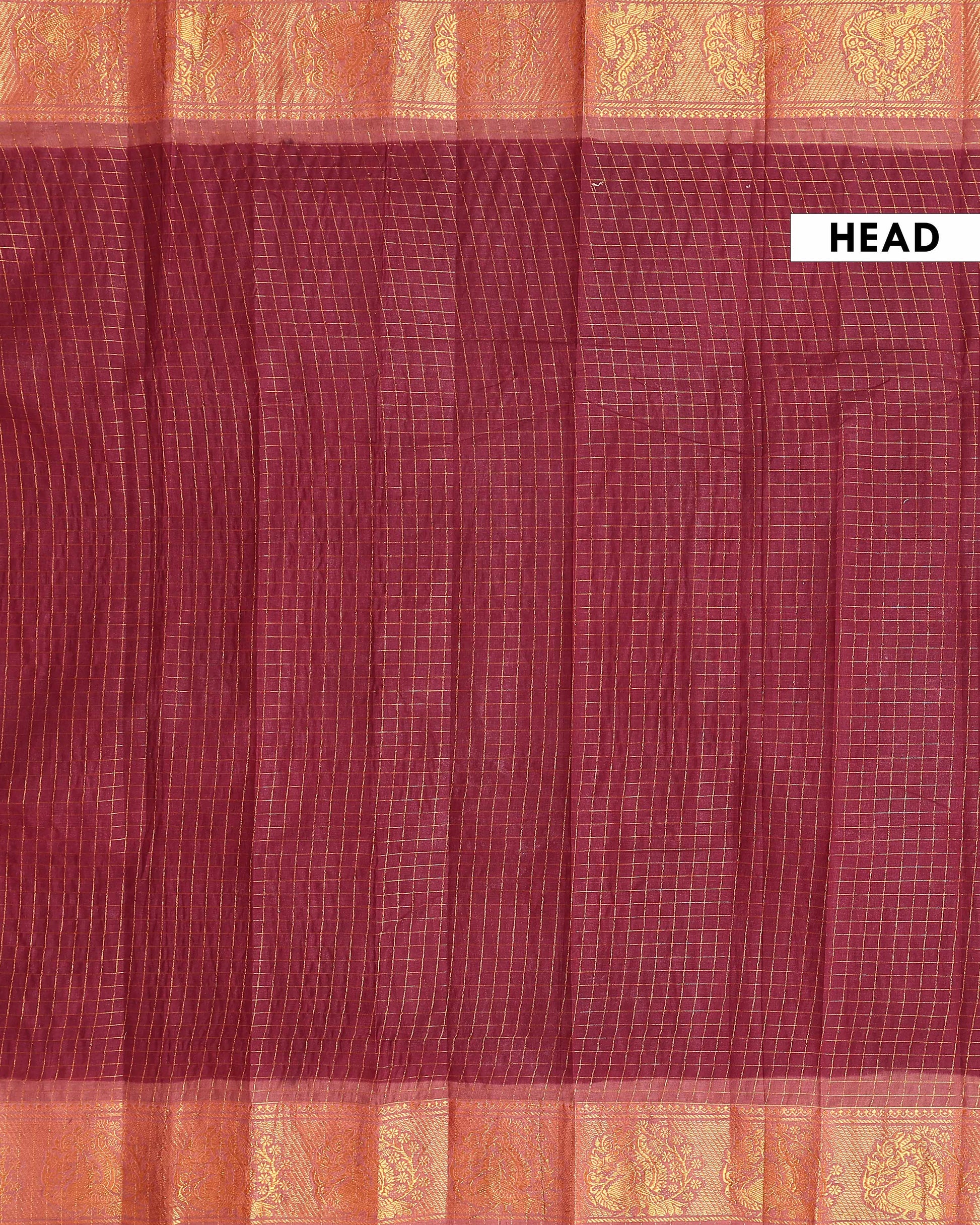 Elegant Sungudi Cotton Saree with Zari Checks and Traditional Border - Maroon