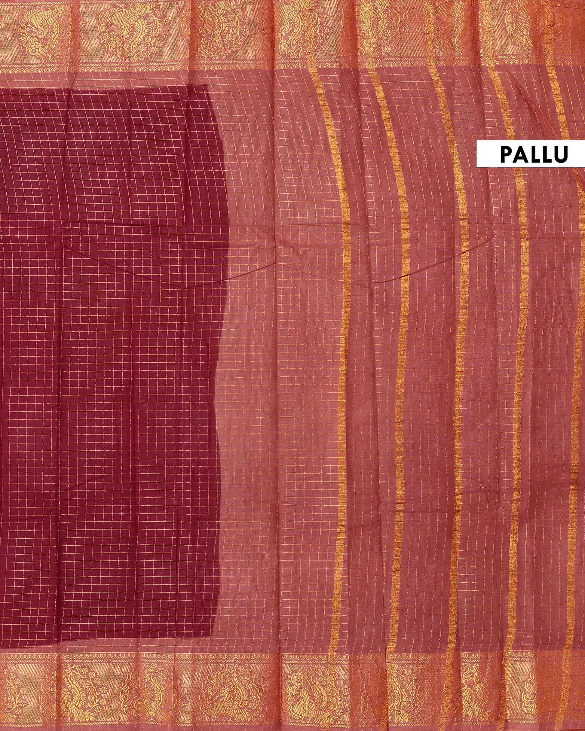 Elegant Sungudi Cotton Saree with Zari Checks and Traditional Border - Maroon