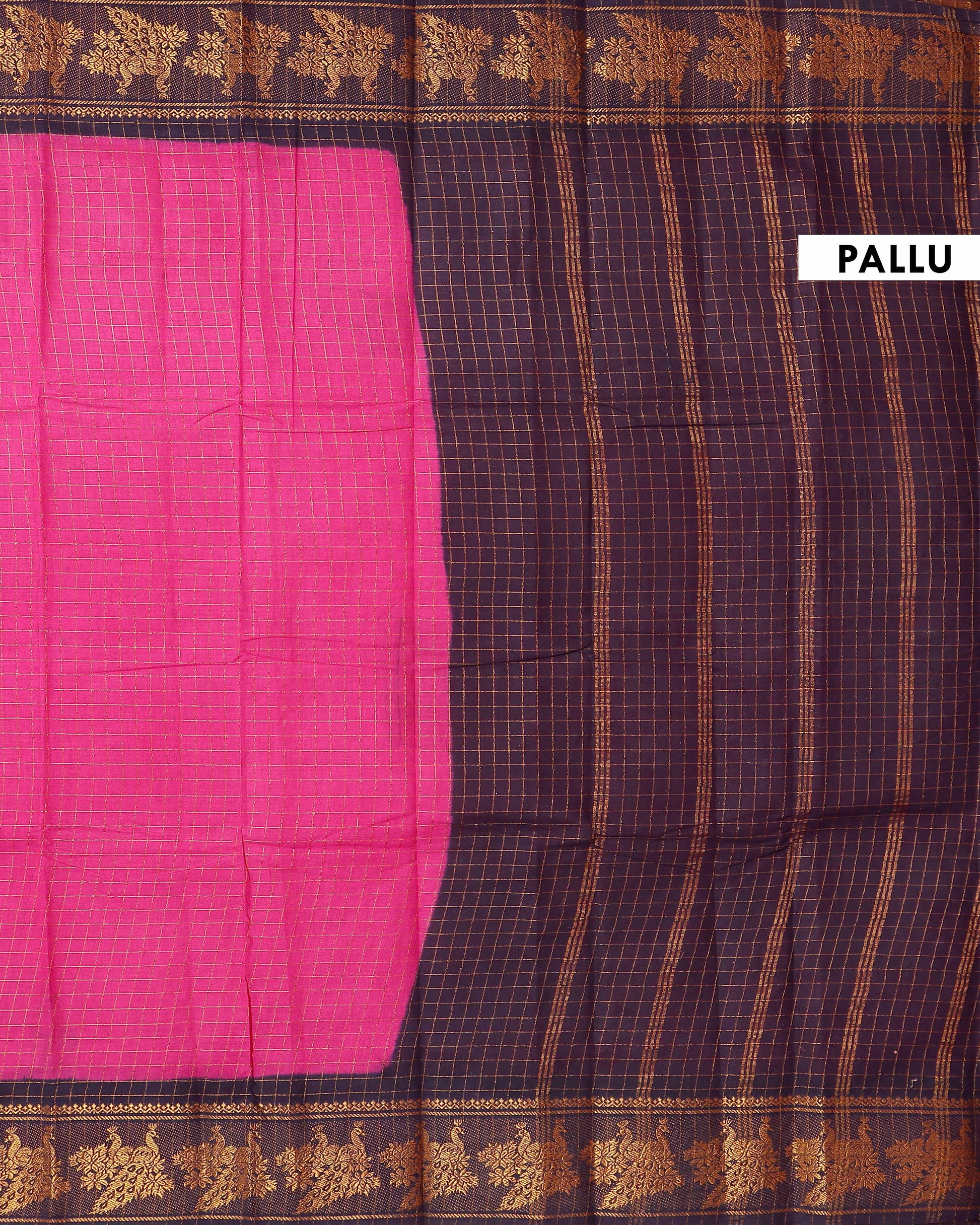 Elegant Sungudi Cotton Saree with Zari Checks and Traditional Peacock Motif Contrast Border - Purple