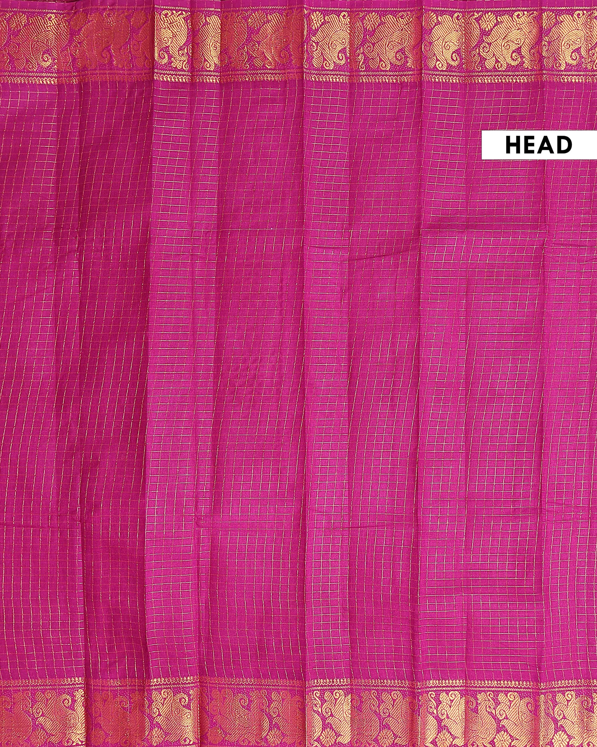 Elegant Sungudi Saree with Intricate Golden Zari Peacock Border and Fine Check Pattern - Purple