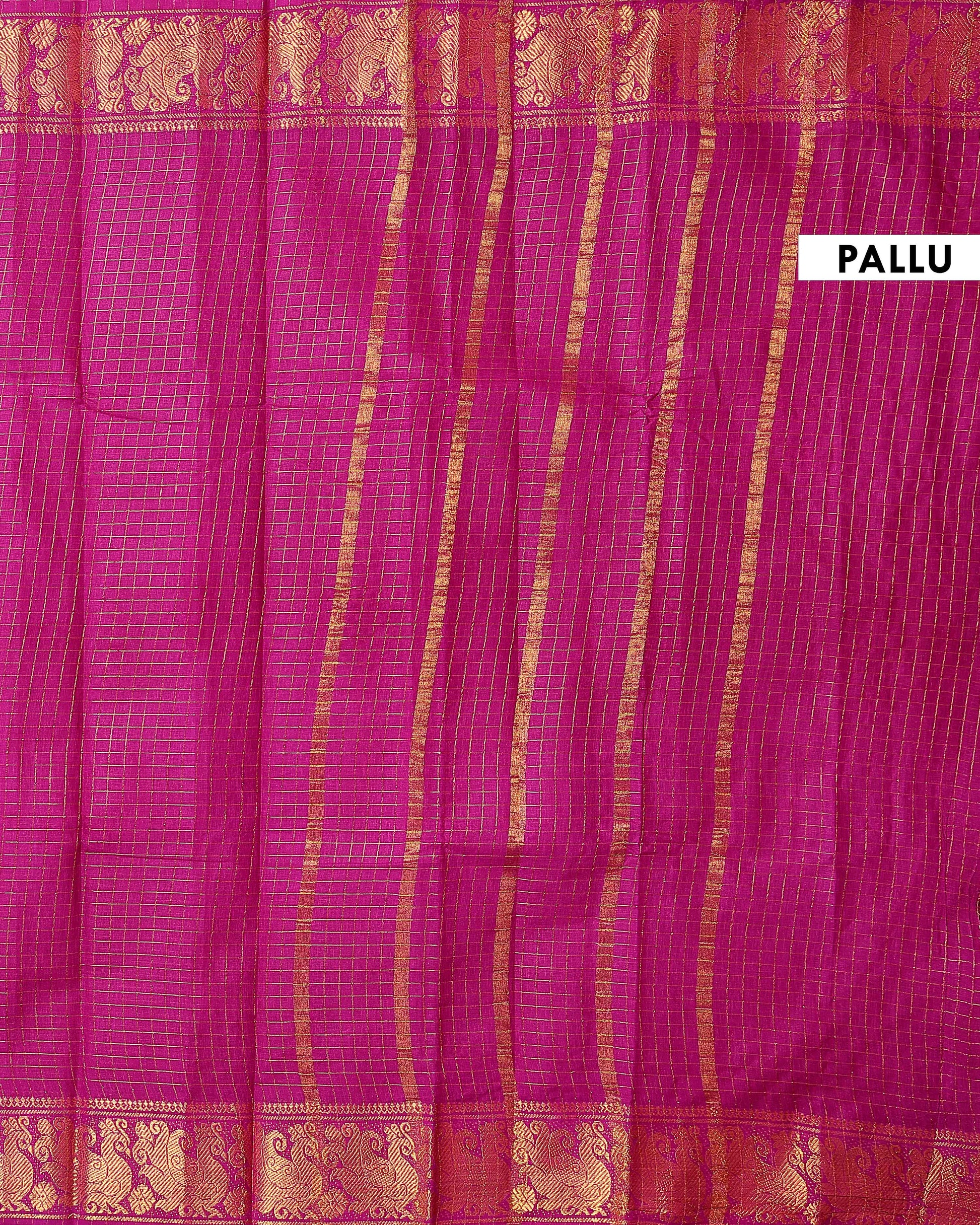 Elegant Sungudi Saree with Intricate Golden Zari Peacock Border and Fine Check Pattern - Purple