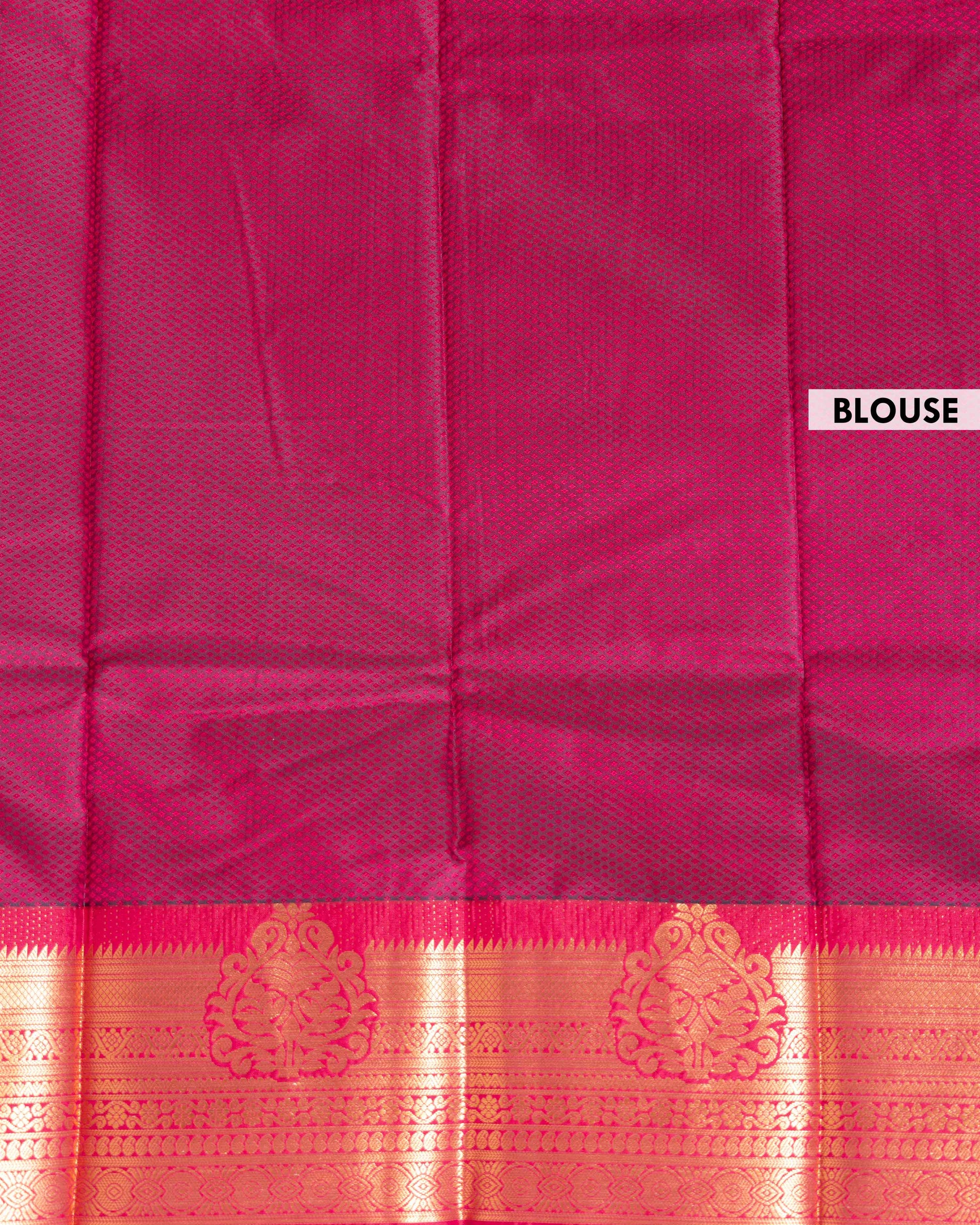 Elegant Traditional Elampillai Silk Cotton Saree with Temple Inspired Motifs - Navy Blue-BLOUSE